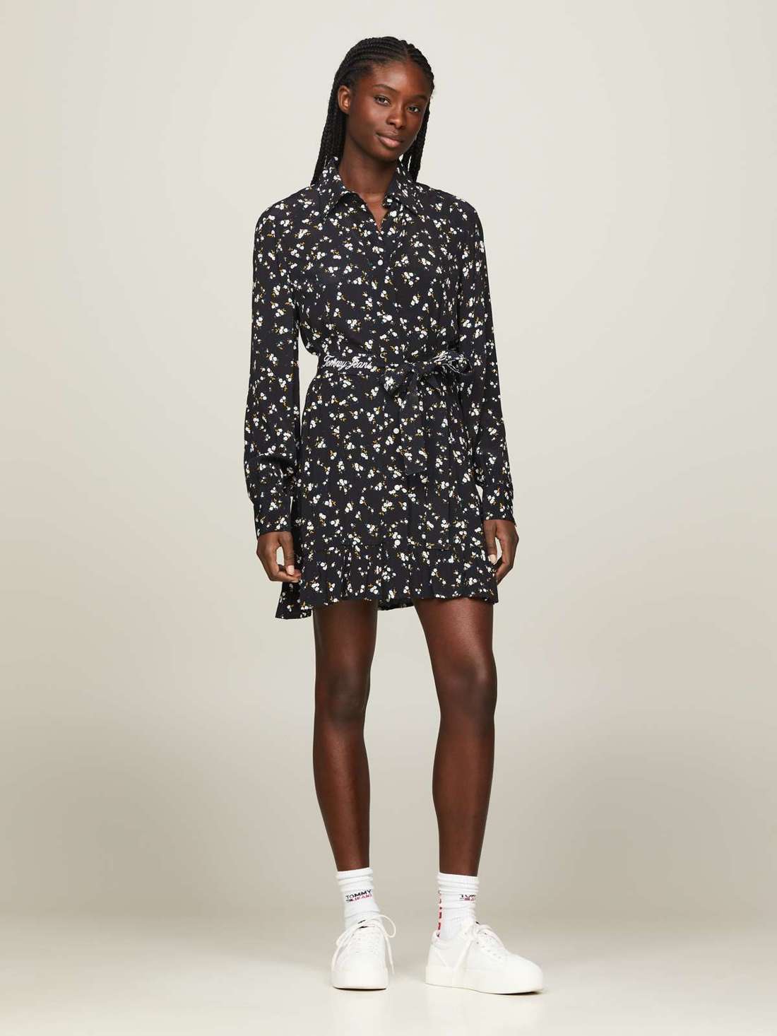 Платье-рубашка с надписью логотипа Tommy Jeans TJW MINI FLORAL BELTED DRESS EXT