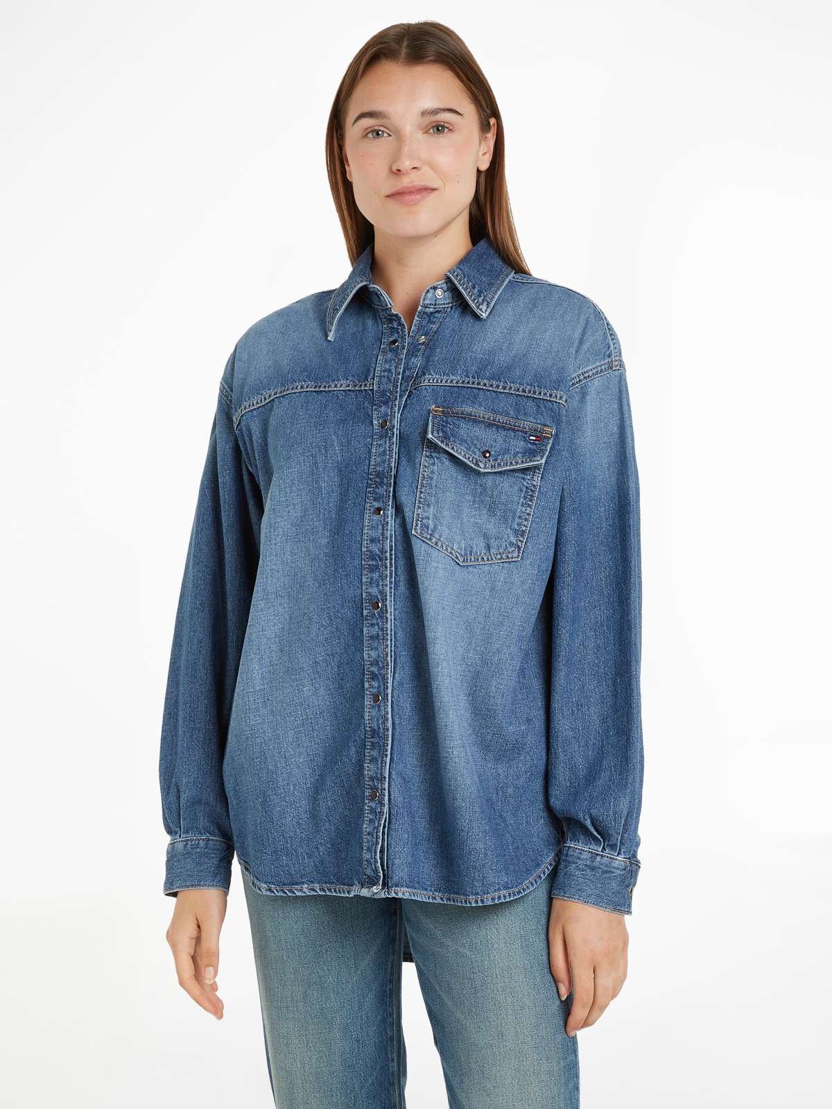 Блуза-рубашка с флагом Tommy Hilfiger DNM LS RELAXED SHIRT BETH