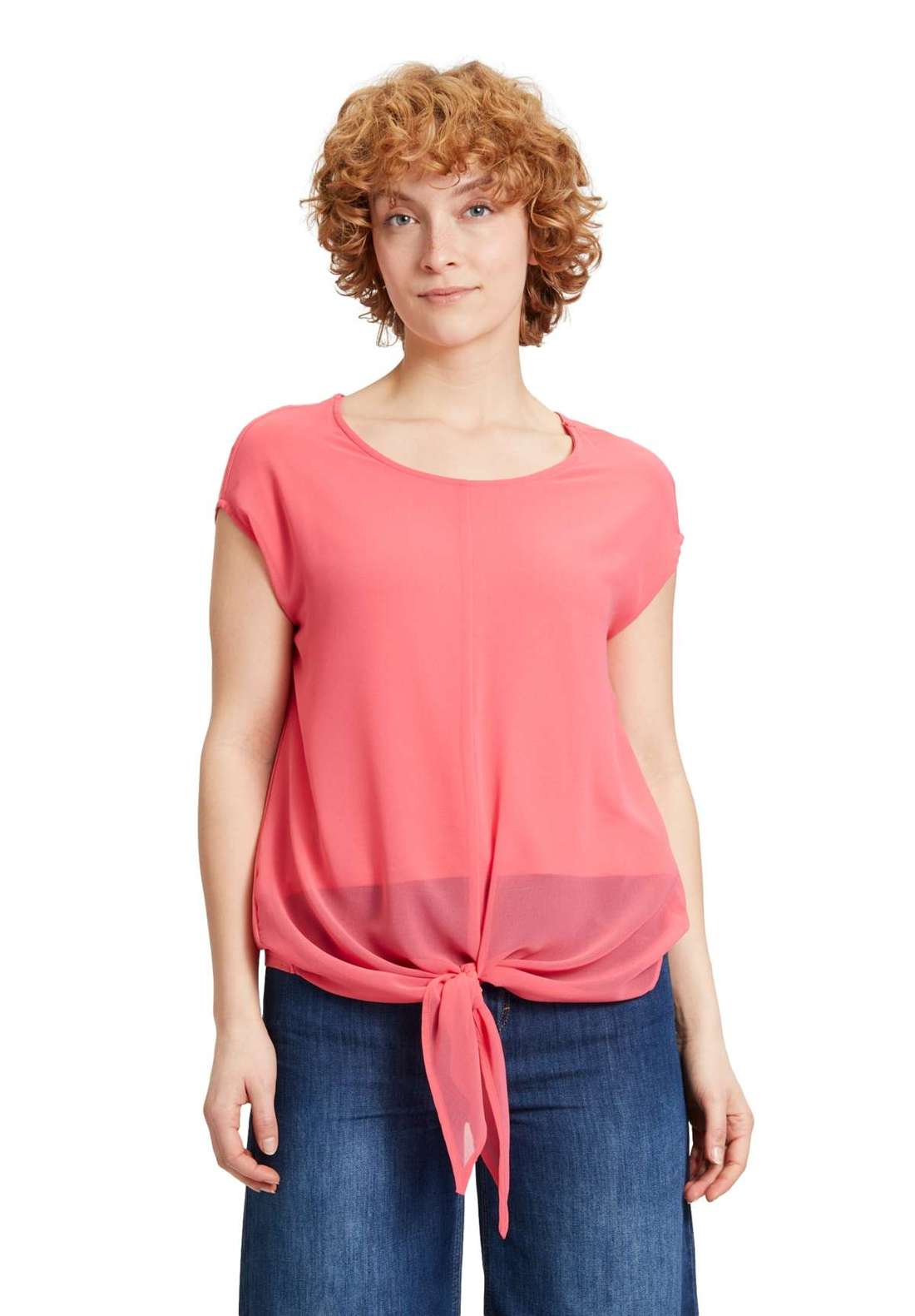 Рубашка с коротким рукавом Rundhals-Shirt mit Schleifenknoten