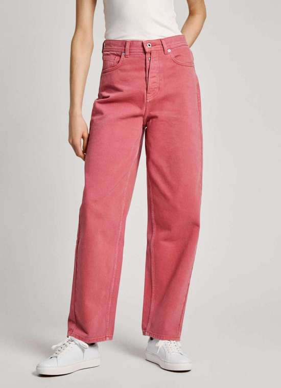 Широкие джинсы с высокой талией из хлопкового денима. BARREL JEANS UHW