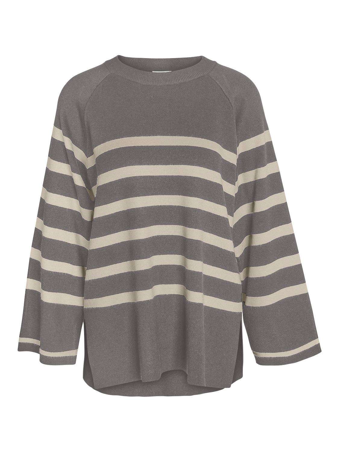 Свитер с круглым вырезом и полосатым узором по всей поверхности NMFIFI L/S O-NECK TUNIC KNIT FWD NOOS