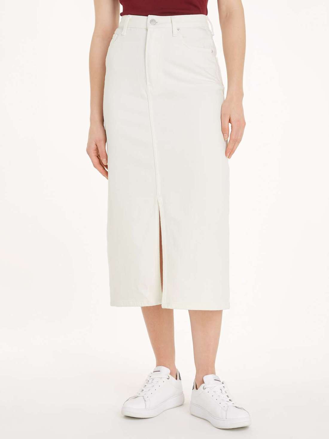 Юбка-карандаш в стиле 5 карманов MIDI STRAIGHT SKIRT HW ECRU