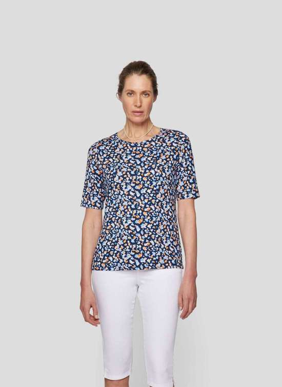 Рубашка с принтом T-Shirt mit Tupfenmuster