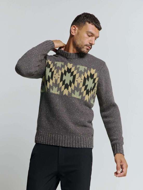 Свитер с круглым вырезом No Excess Jacquard-Pullover mit Seide