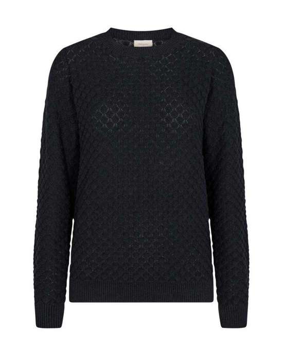 Вязаный свитер с тончайшей вышивкой петельки FQDODO