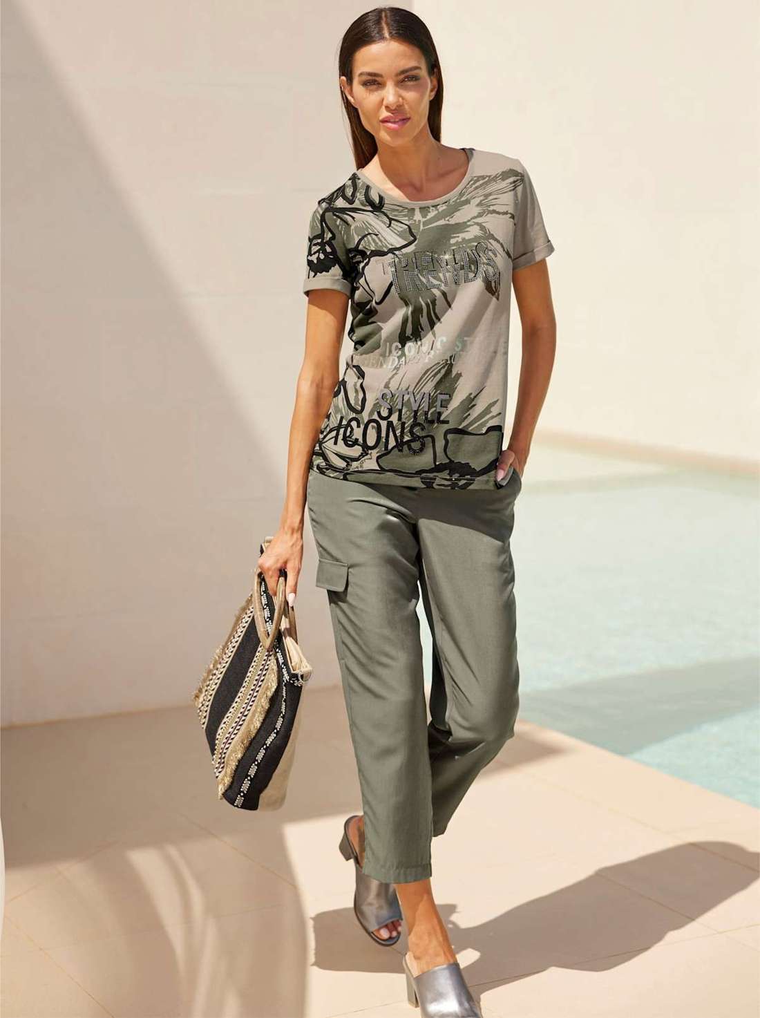 рубашка с круглым вырезом Druck-Shirt