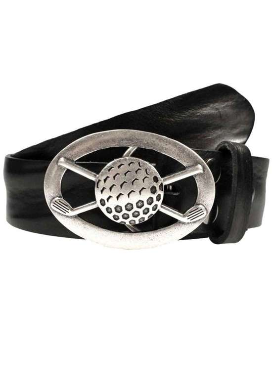 Кожаный ремень со сменной застежкой. Golfball Oval Offen