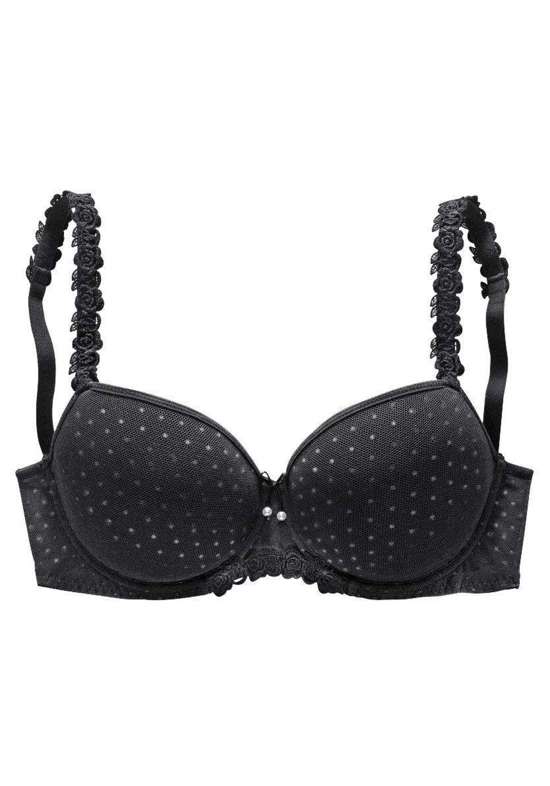 Бюстгальтер с чашечками на косточках и декоративными бретелями.