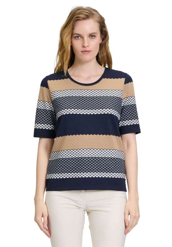 Рубашка с коротким рукавом Rundhals-Shirt mit Struktur