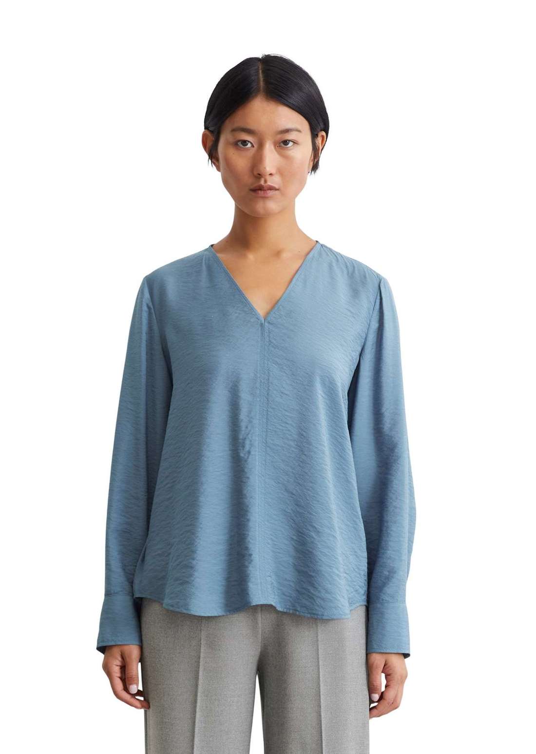 Блузка с длинными рукавами aus Crinkle-Viskose-Mix