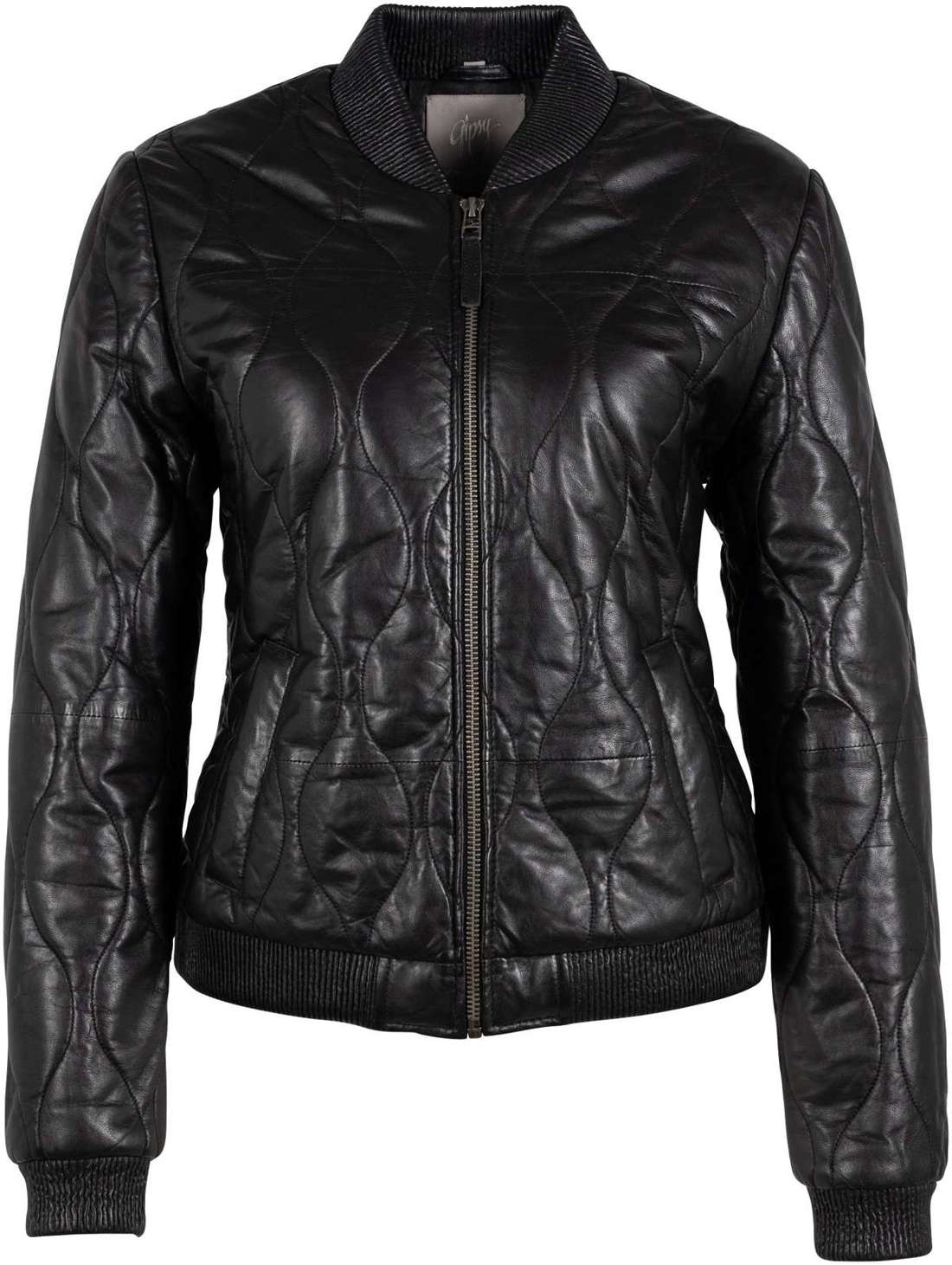 Кожаная куртка с типичными деталями бомбера. GWMailisa