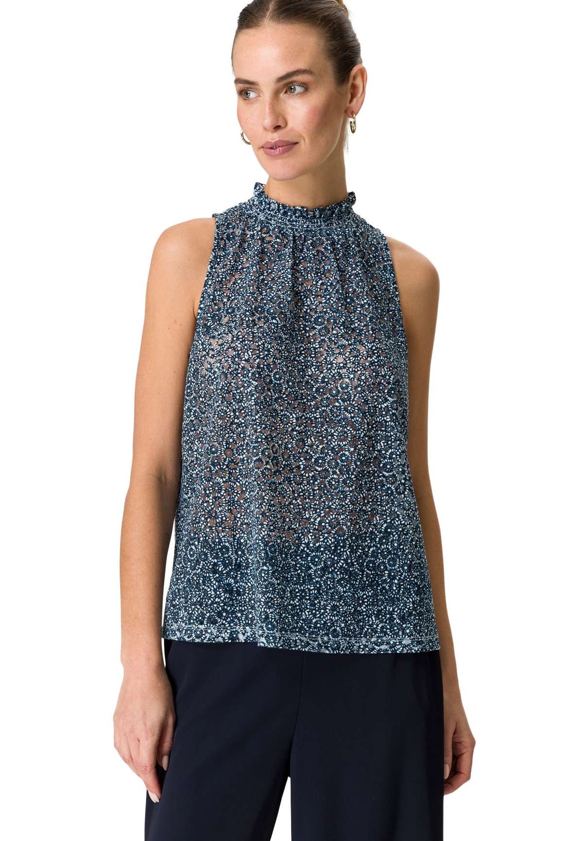 футболка zero Shirt mit gerafftem Stehkragen