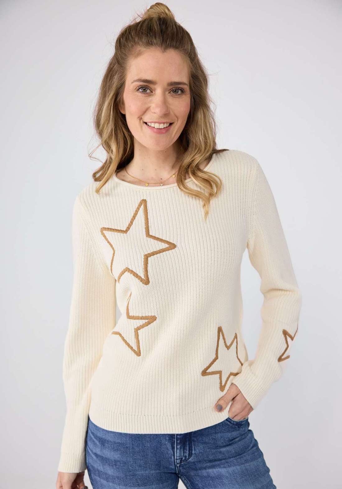 Свитер с круглым вырезом и вышитыми звездами TaleaL
