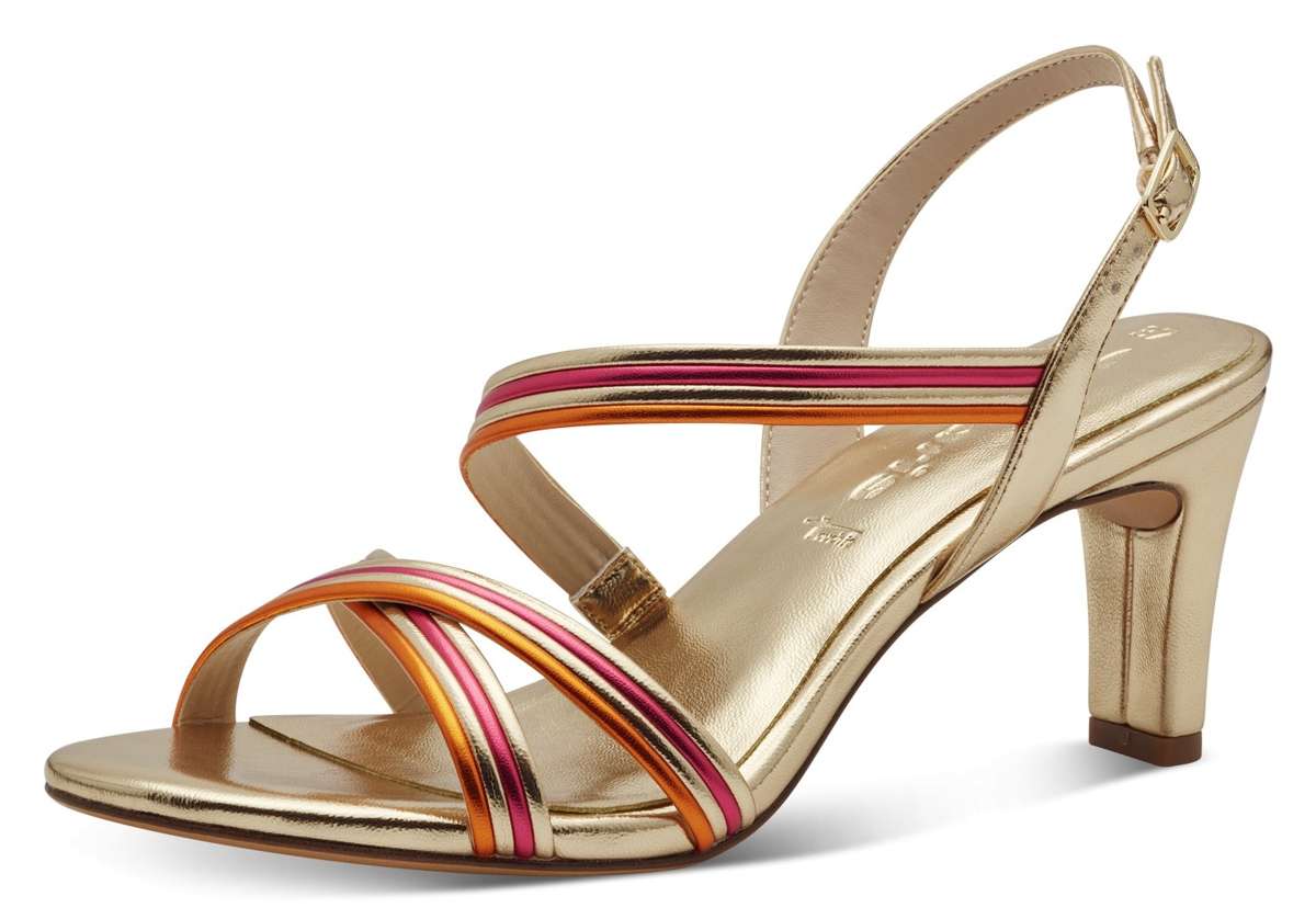 Сандалии, летние туфли, вечерние туфли, туфли на каблуке-воронке в модном металлическом исполнении.