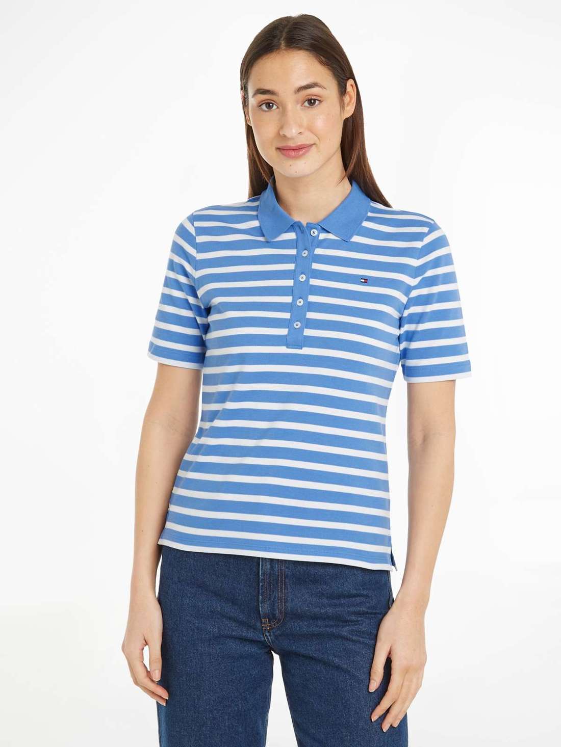 Рубашка-поло с изящной вышивкой логотипа Tommy Hilfiger 1985 REG PIQUE STRIPE POLO SS