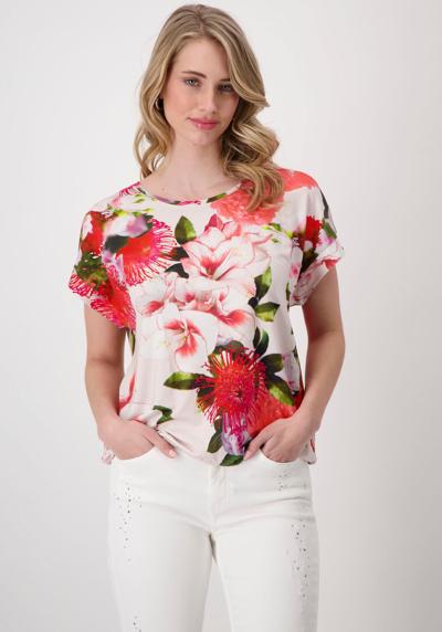 Рубашка с круглым вырезом и цветочным узором
