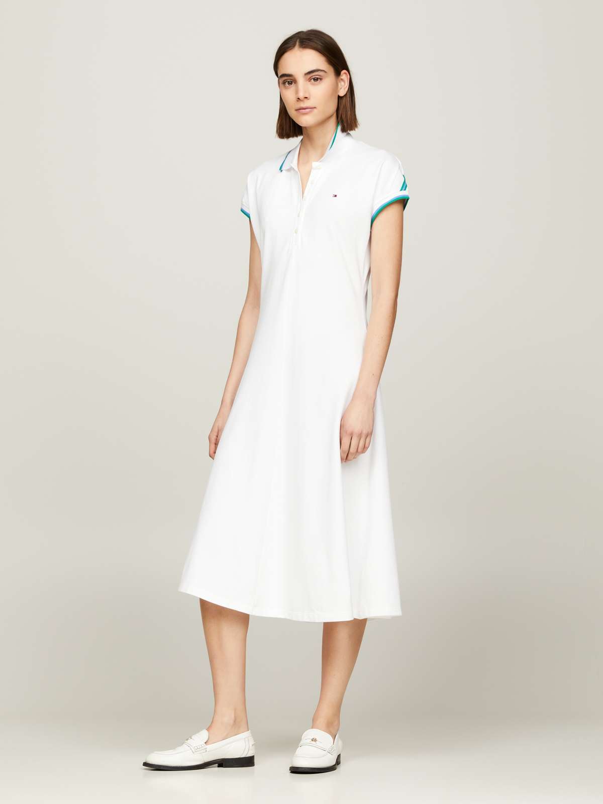 Платье-поло со вставками контрастного цвета F&F STP SLV KNEE POLO DRESS