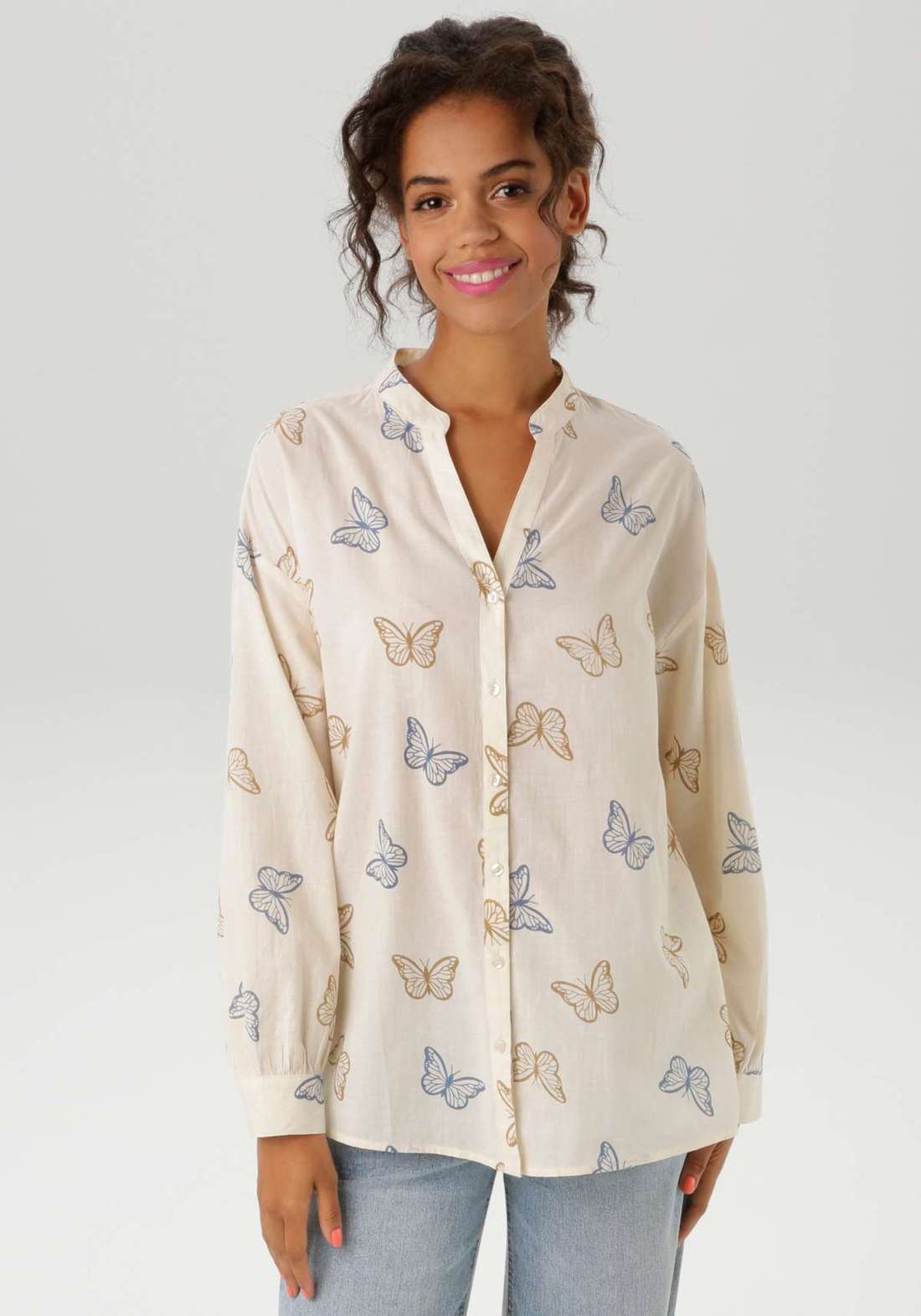 Блузка с длинными рукавами с принтом бабочек – каждая вещь уникальна – НОВАЯ КОЛЛЕКЦИЯ