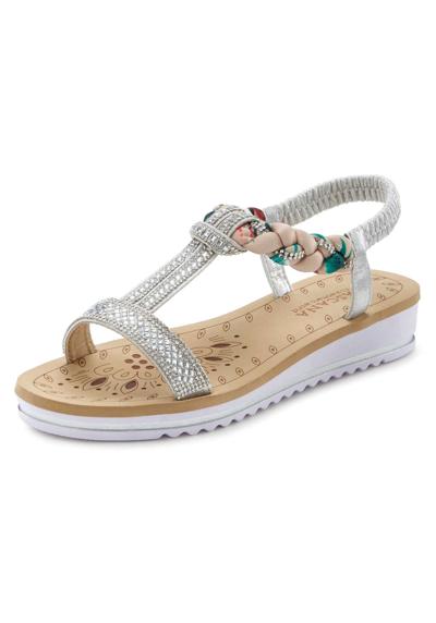 Сандалии, сандалии, летняя обувь с эластичными ремешками и драгоценными камнями.