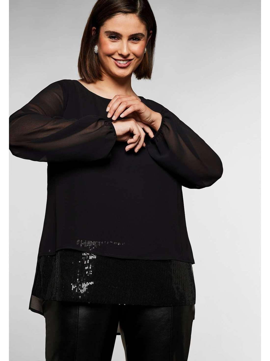 Шифоновая туника в элегантном образе 2 в 1. Große Größen