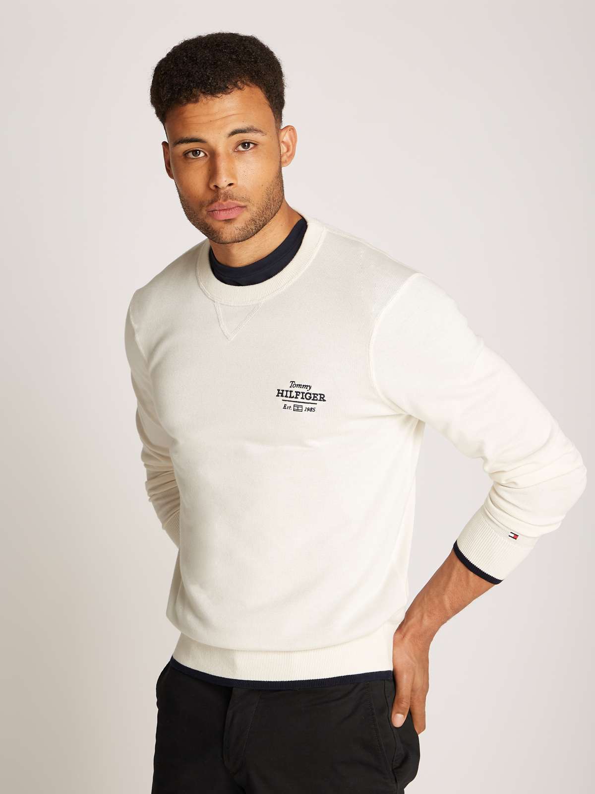 Свитер с круглым вырезом и вышивкой логотипа GRAPHIC COTTON CREW