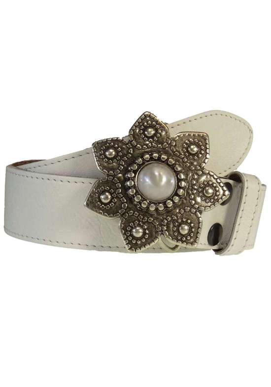 Кожаный ремень Cashmire White« mit austauschbarer Schließe »Blume Mit Weißem Stein