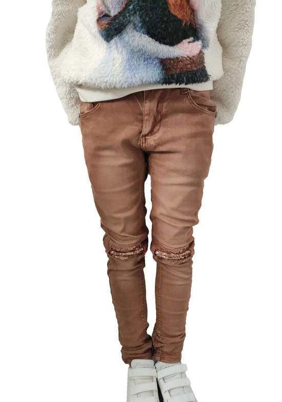 Джинсы узкого кроя с игривыми аппликациями из пайеток