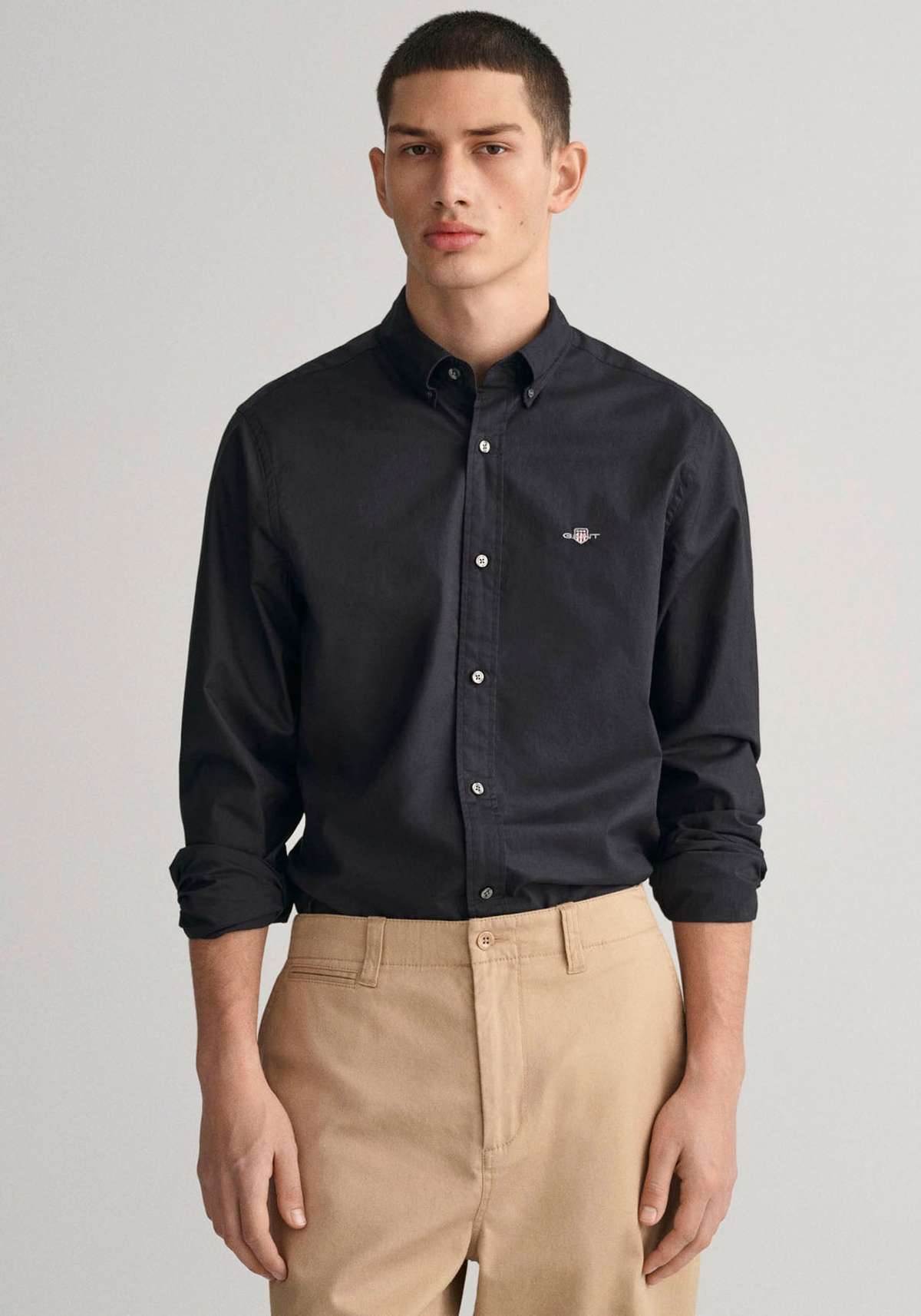 Рубашка с длинным рукавом Slim Fit Popeline Hemd leichte Baumwolle strapazierfahig pflegeleicht