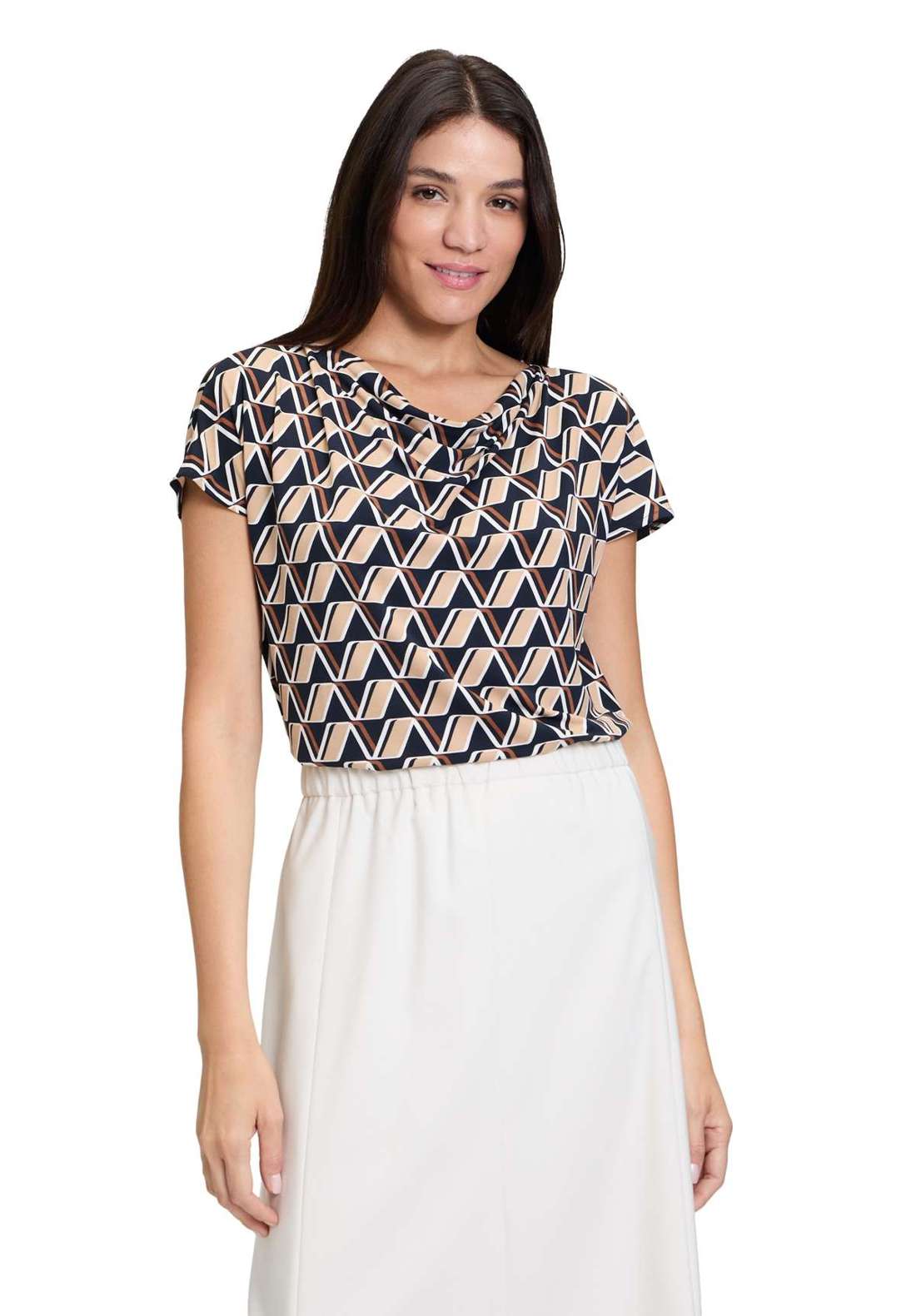 Рубашка с коротким рукавом Printshirt mit Wasserfallausschnitt