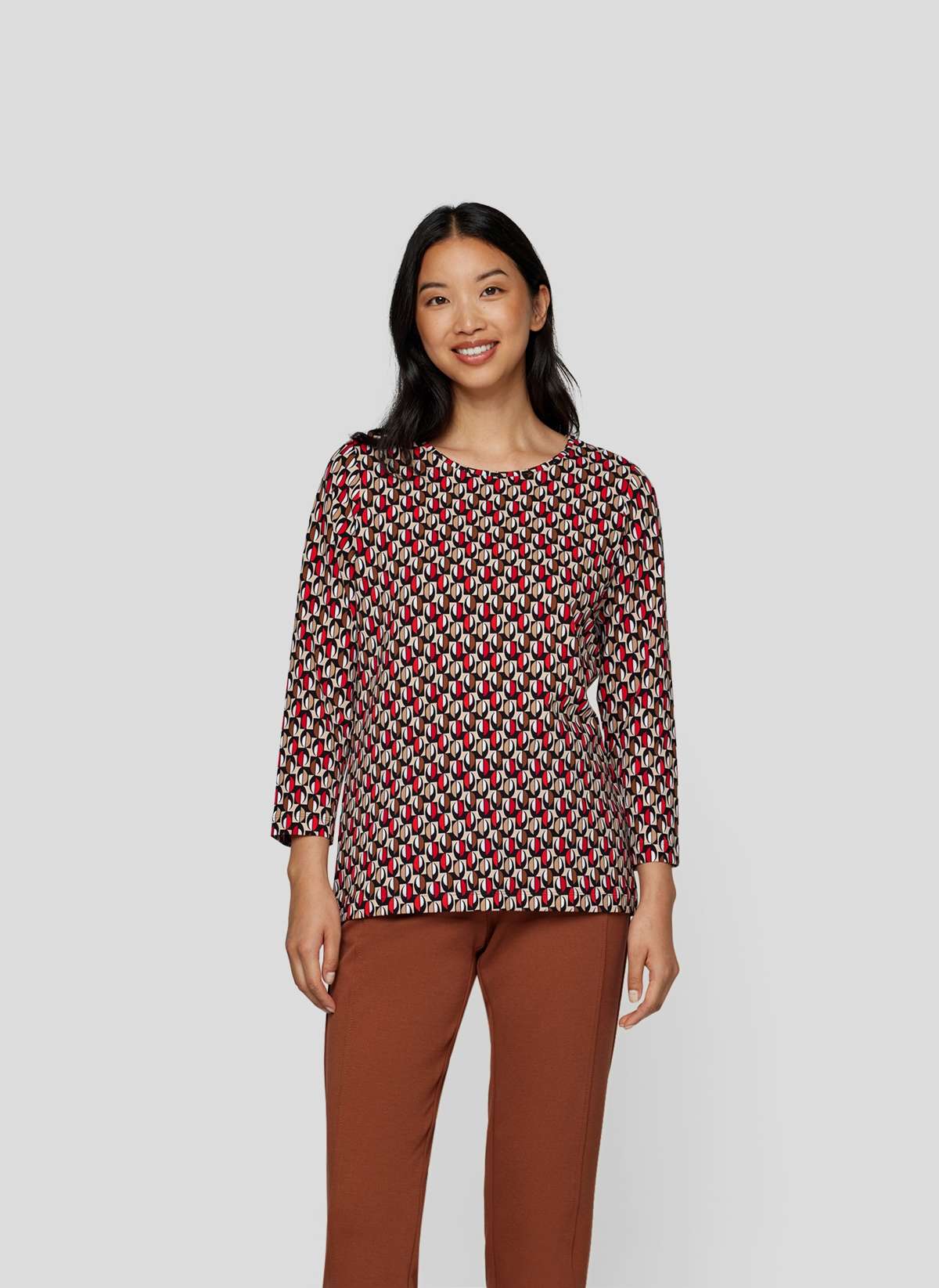 Рубашка с принтом 3/4-Arm-Shirt mit geometrischem Muster