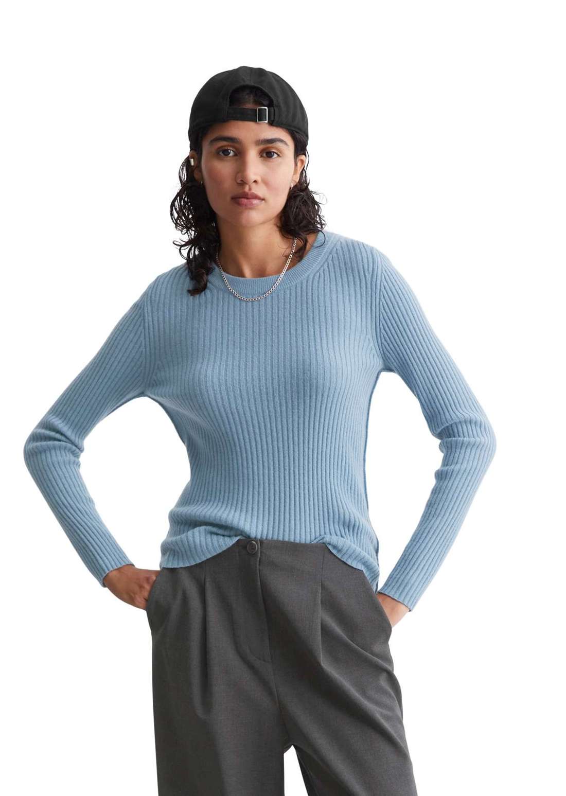 Свитер с круглым вырезом aus weichem Schurwolle-Mix