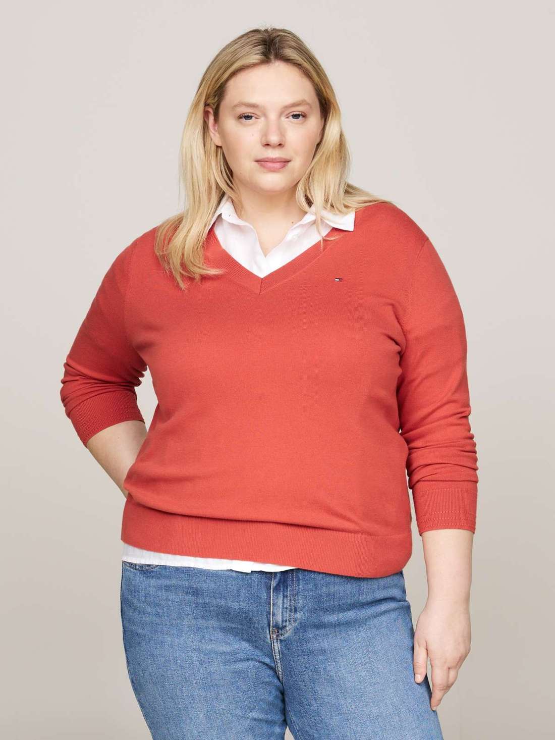 свитер с V-образным вырезом CRV CO JERSEY STITCH V-NK SWEATR