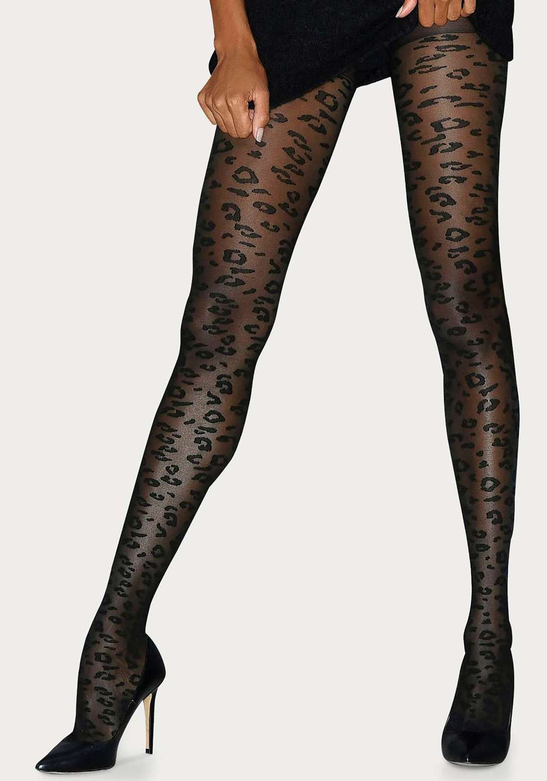 Прозрачные колготки с анималистическим рисунком