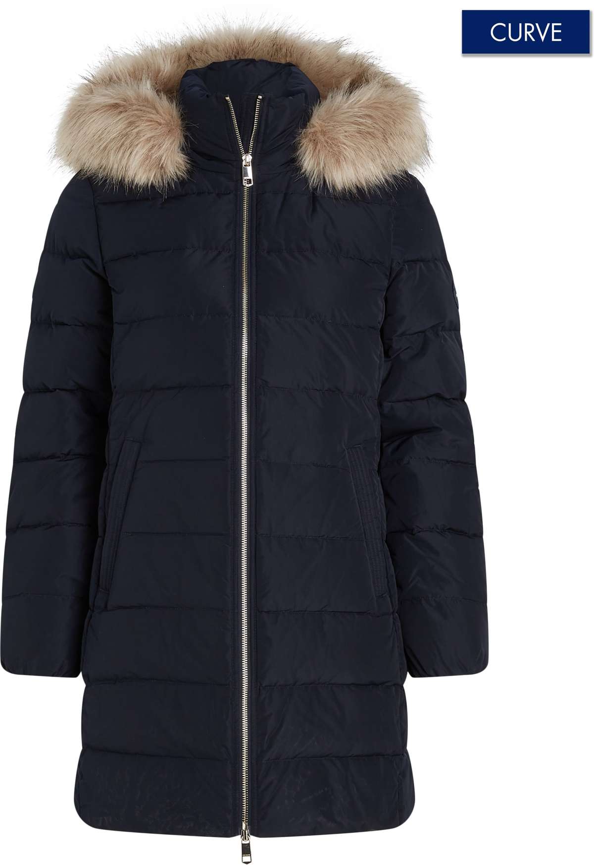 Стеганое пальто больших размеров. CRV TYRA HERITAGE COAT WITH FUR
