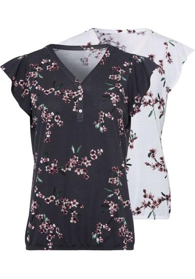 Топ-рубашка (2 шт. в упаковке) с короткими рукавами и цветочным принтом.