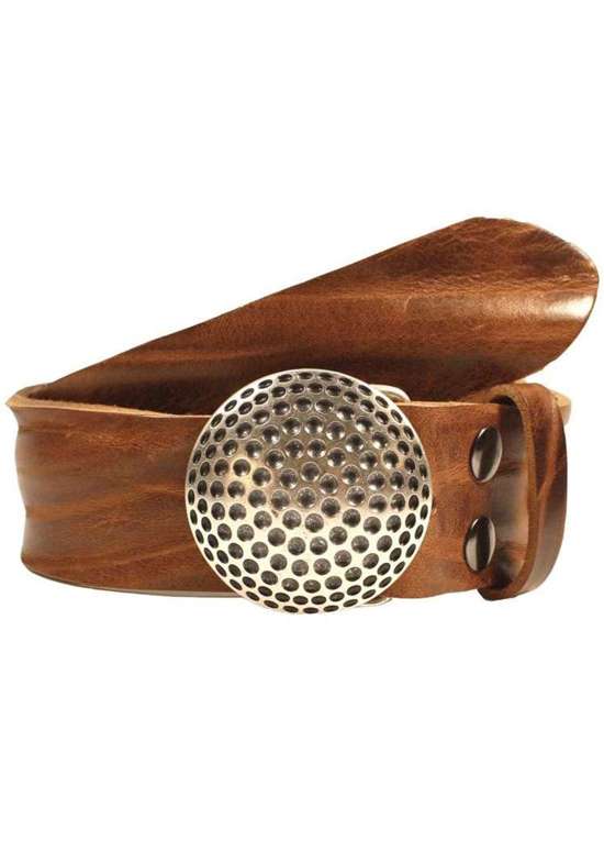 Кожаный ремень со сменной застежкой. Golfball Silber