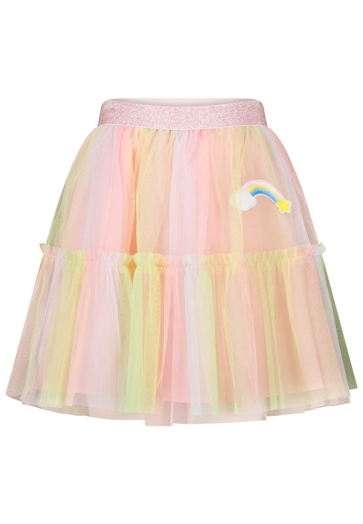 Летняя юбка с блестящими манжетами и значком