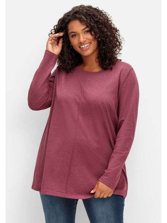 Рубашка А-силуэта с длинными рукавами и круглым вырезом Große Größen