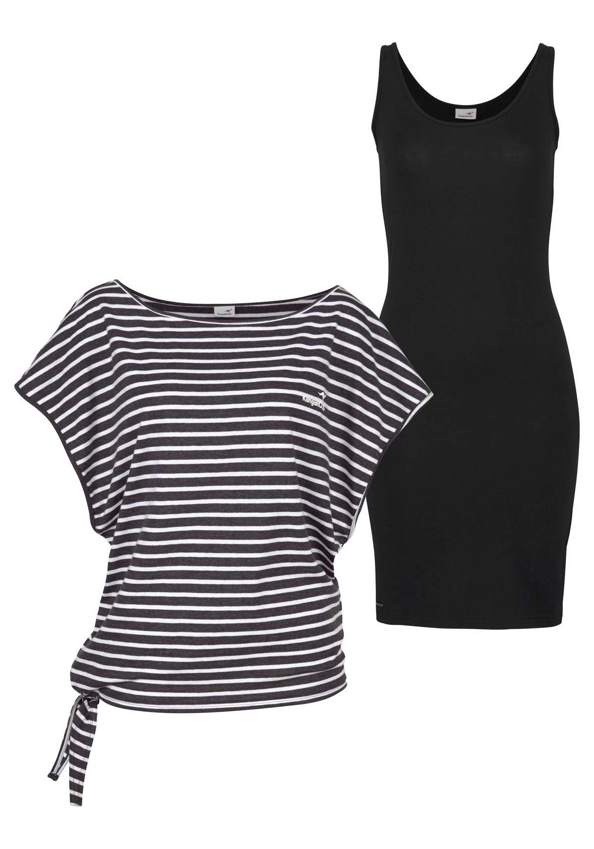 Платье из джерси (комплект, 2 шт., с футболкой) для летнего комбинированного образа