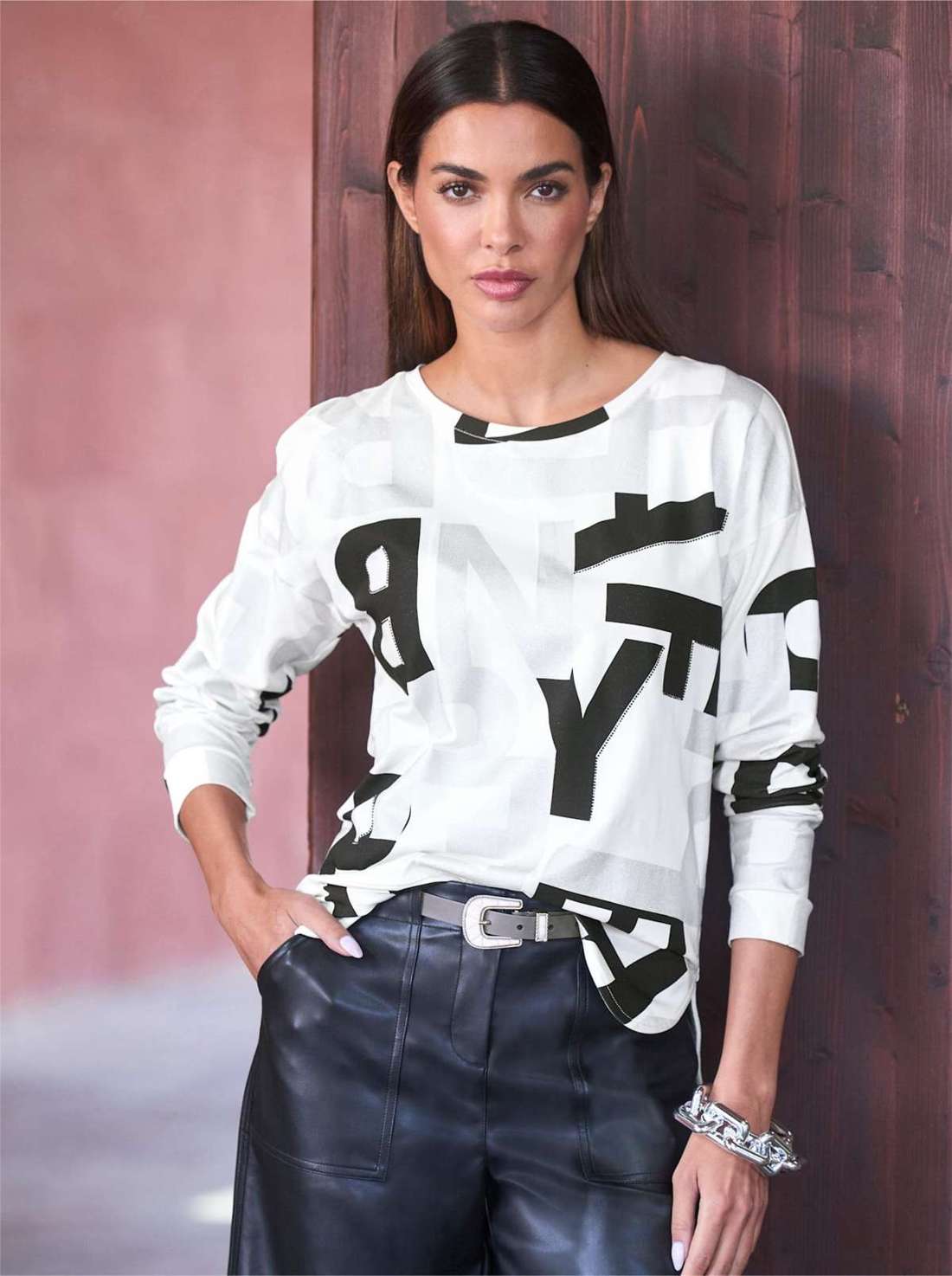 рубашка с круглым вырезом Druck-Shirt