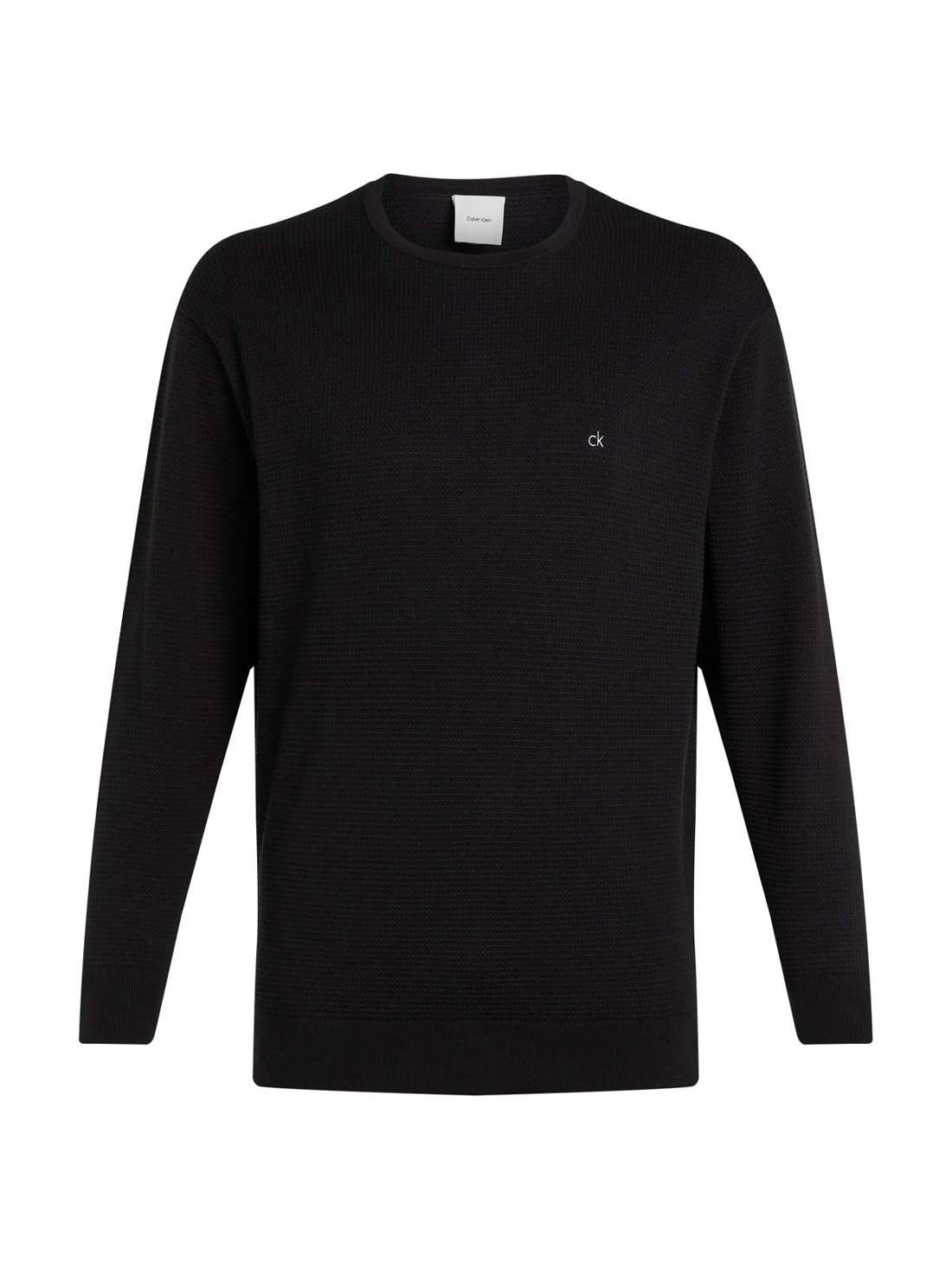 Вязаный свитер больших размеров с логотипом. BT_WAFFLE TEXTURE CN SWEATER