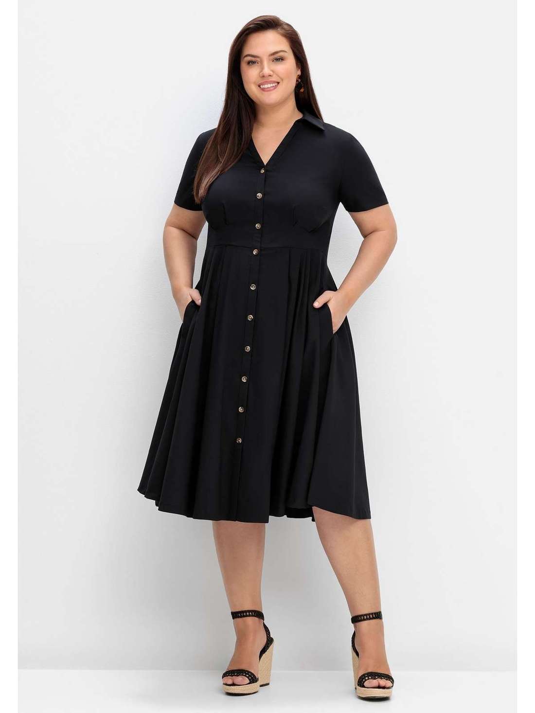 Платье-блузка с расклешенной юбкой Große Größen