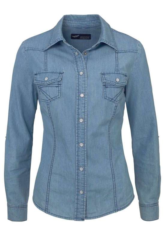 Джинсовая блузка mit Druckknöpfen in Perlmuttoptik