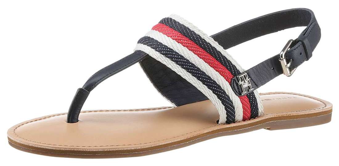 Сандалии с ремешками и полосками в цветах Tommy FLAT SANDAL CORPORATE
