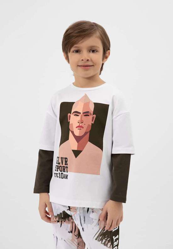 Рубашка с длинными рукавами контрастного цвета