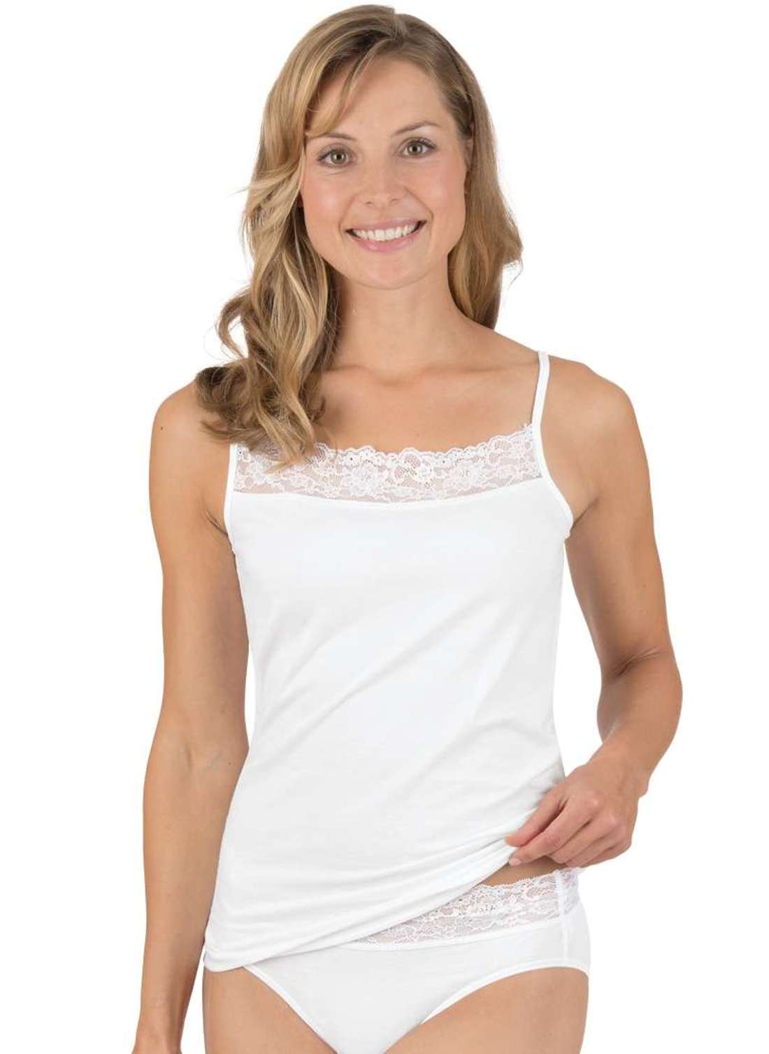 майка TRIGEMA Spaghettiträger Unterhemd mit Spitze