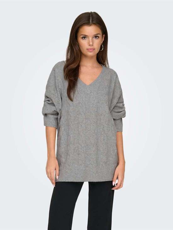 свитер косой вязки с V-образным вырезом ONLJEANETT LIFE L/S CABLE V-NECK CC KNT