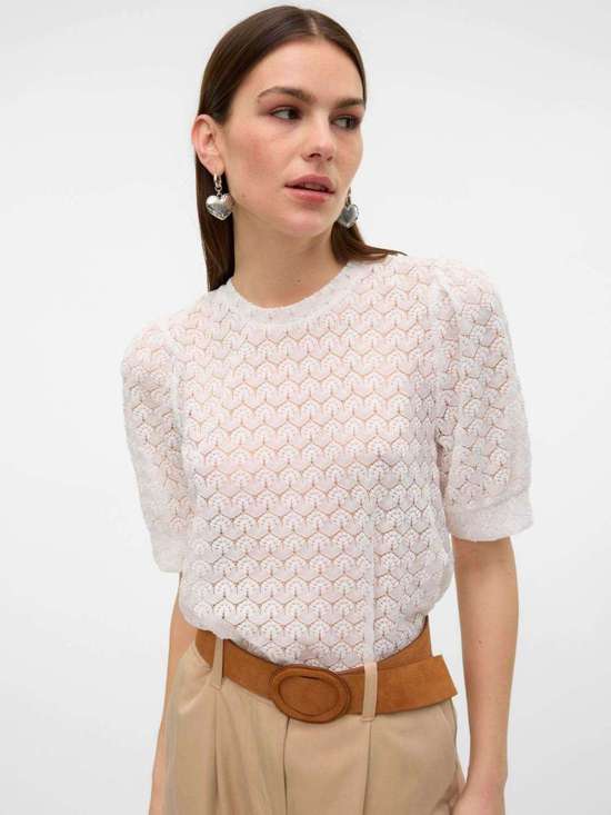 Блузка-рубашка VMBECCA LACE SS O-NECK TOP JRS GA NOOS