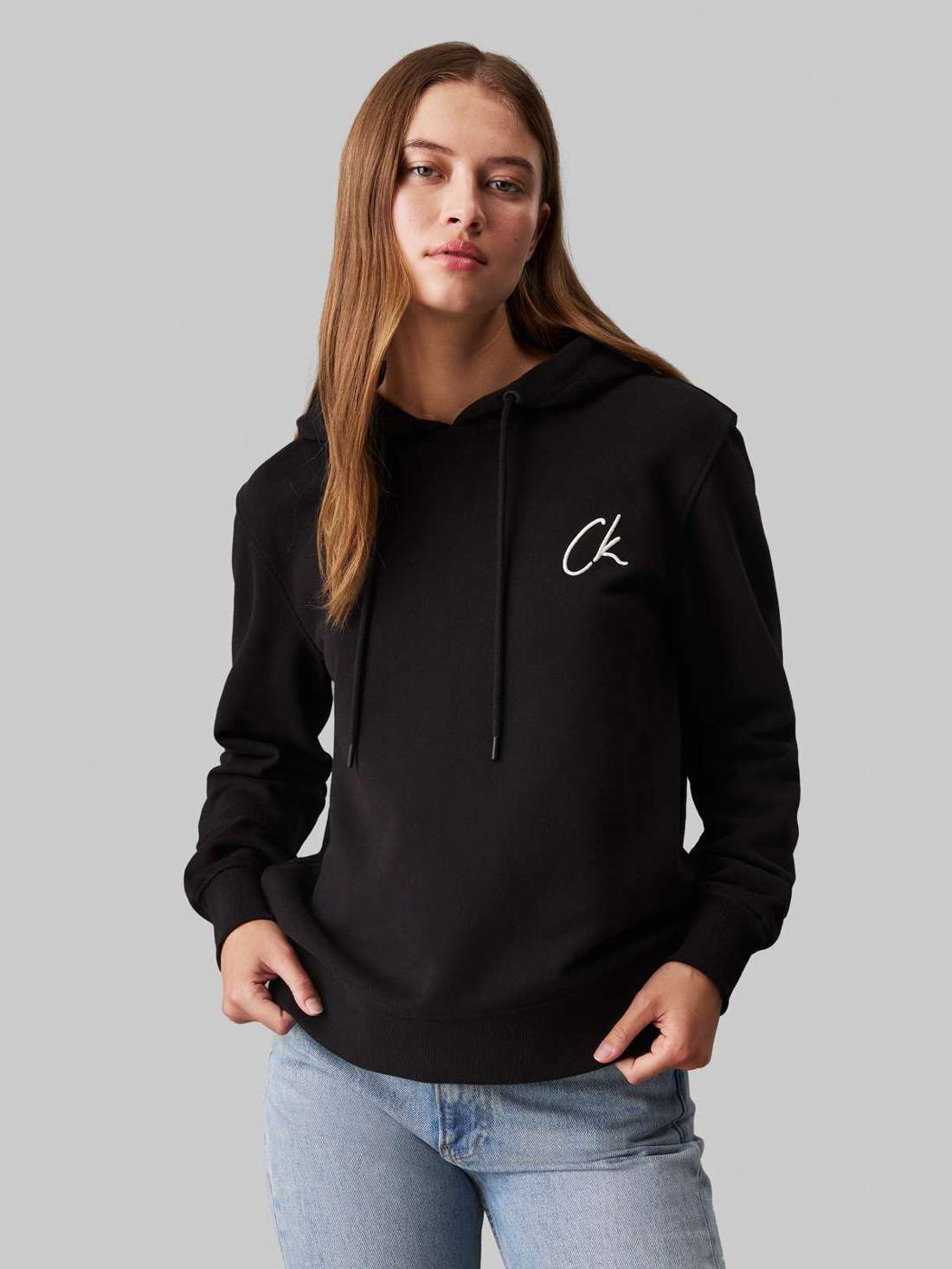 Толстовка с капюшоном и надписью-логотипом EMBROIDERED CK REGULAR HOODIE