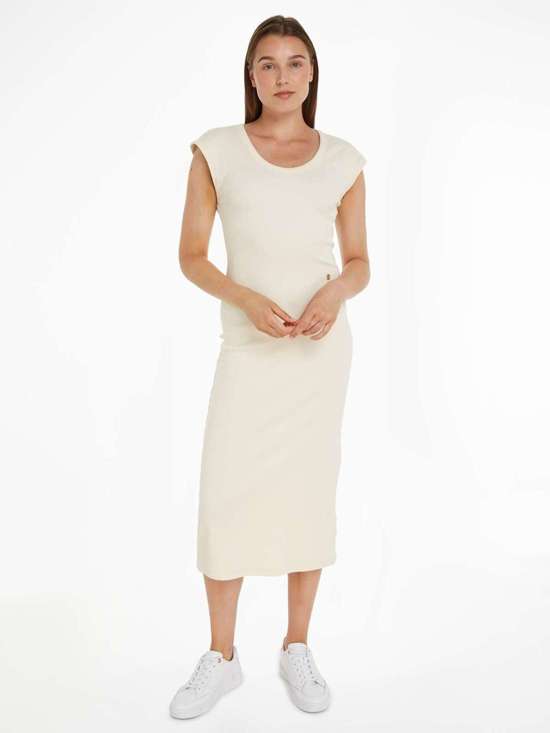 Платье миди базового фасона SLIM RIB DRS MIDI CAP SLEEVE